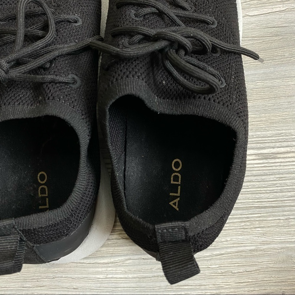 Aldo comfortable black fabric mesh lace up slip on sneakers white bottom 8.5 - Picture 9 of 10